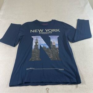 XSIDE New York Manhattan Shirt Long Sleeve NWOT Blue Unisex Casual T-shi…